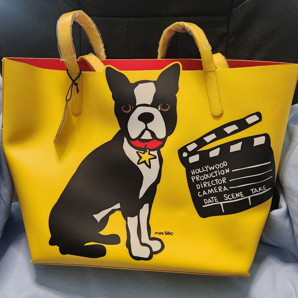 Large Marc Tetro Boston Terrier Hollywood Tote Bag